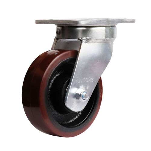 Easyroll 150mm Urethane On Cast Iron Swivel Plate Mount Castor 750kg