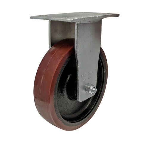 Easyroll 200mm Urethane On Cast Iron Fixed Plate Mount Castor 1000kg