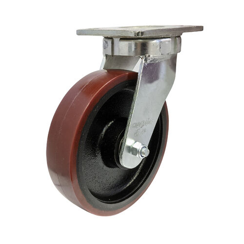 Easyroll 200mm Urethane On Cast Iron Swivel Plate Mount Castor 1000kg
