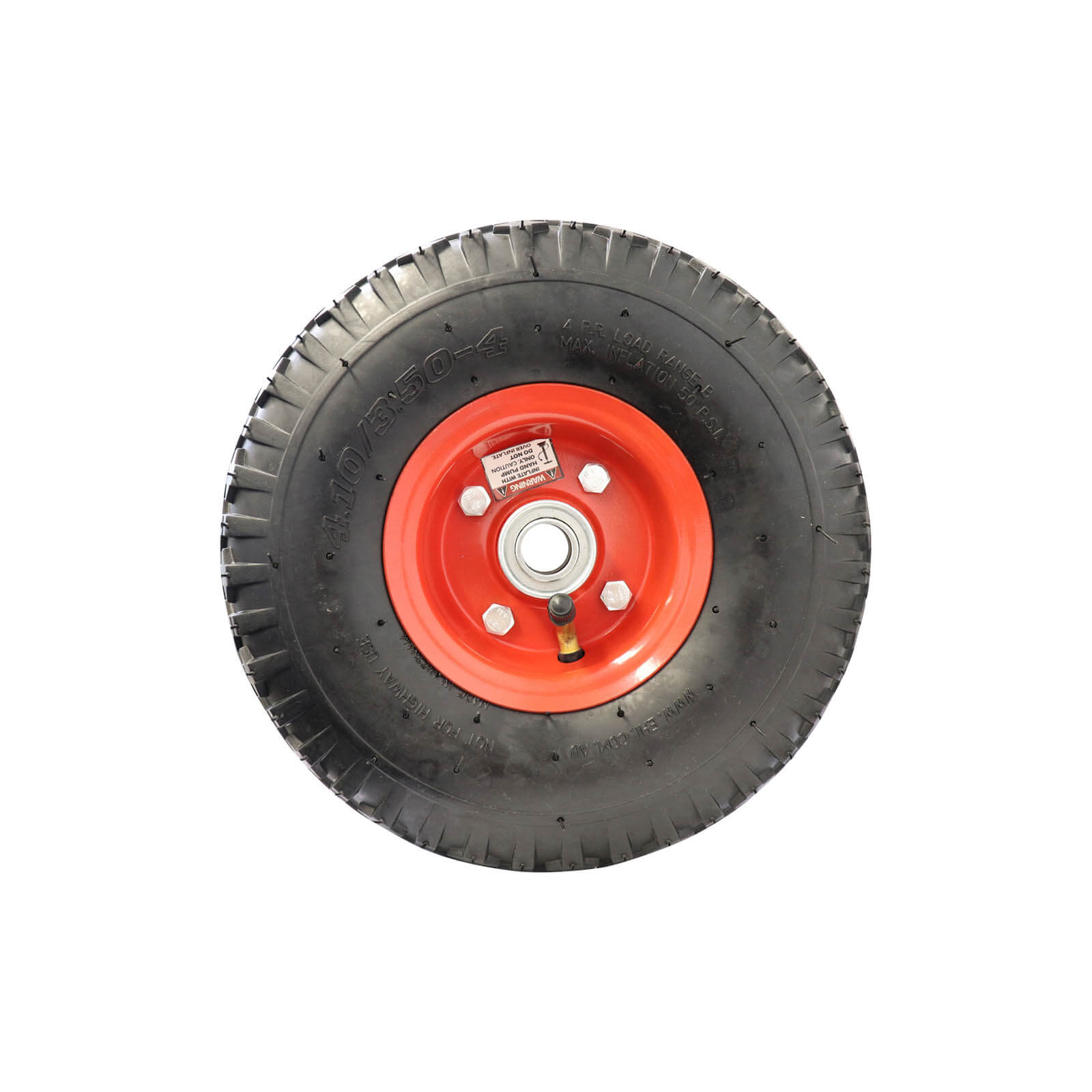 EasyRoll 3.50 x 4" Pneumatic Wheel - Red Steel Centre 20mm Ball Bearing