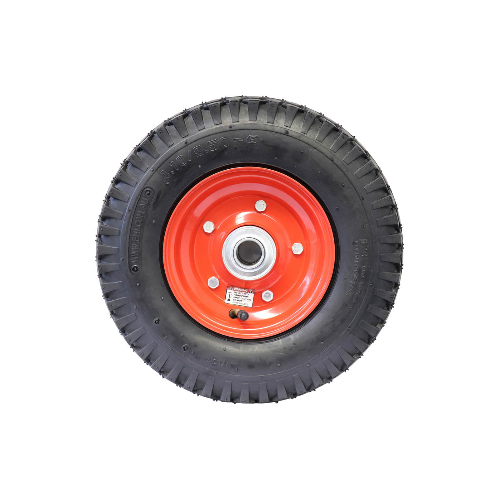 EasyRoll 3.50 x 6" Pneumatic Wheel - Red Steel Centre 1" Ball Bearing