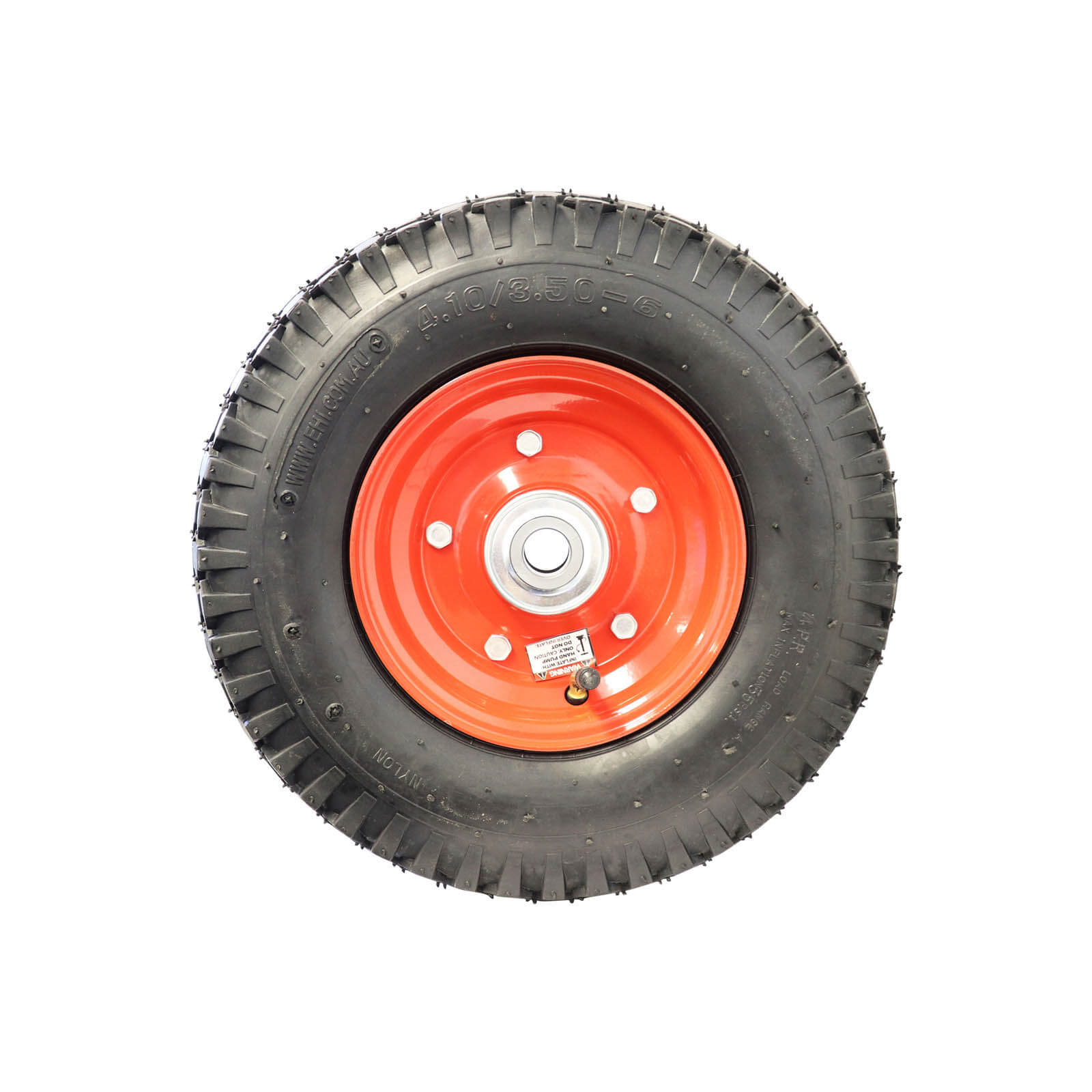 EasyRoll 3.50 x 6" Pneumatic Wheel - Red Steel Centre 20mm Ball Bearing