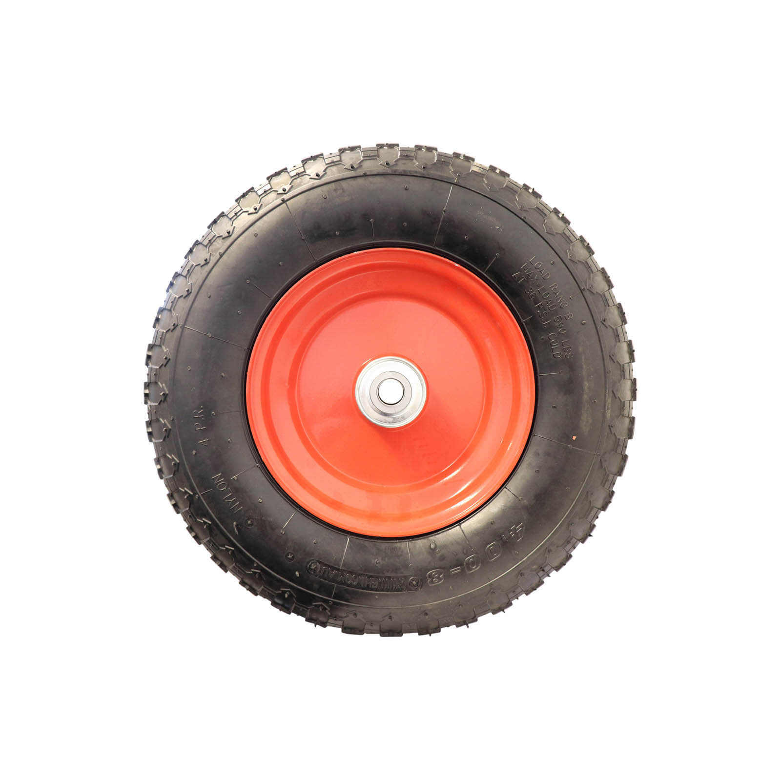 EasyRoll 4 x 8" Pneumatic Wheel - Red Steel Centre 20mm Ball Bearing