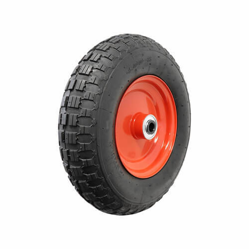EasyRoll 4 x 8" Pneumatic Wheel - Red Steel Centre 3/4" Ball Bearing