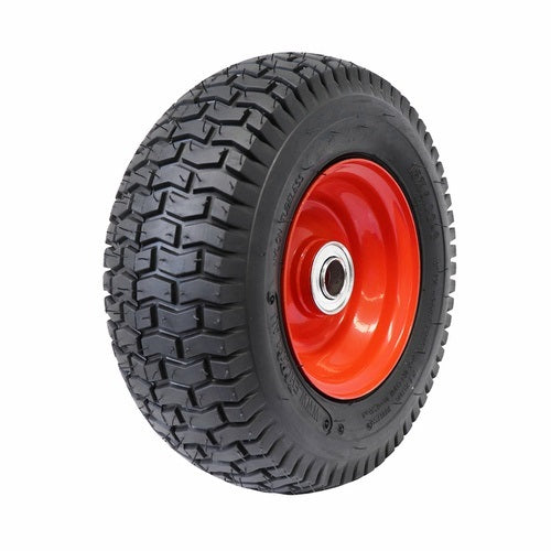 EasyRoll 5 x 6" Pneumatic Wheel - Red Steel Centre 5/8" Ball Bearing