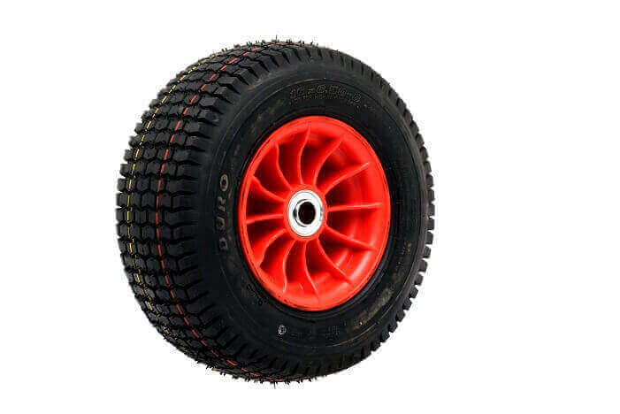 EasyRoll 6.50 x 8 inch Pneumatic Wheel - Red Nylon Centre 1" Ball Bearing