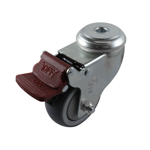 EasyRoll 75mm Grey Rubber Swivel Brake Bolt Hole Castor G6 80 kg  G64TZ44K75