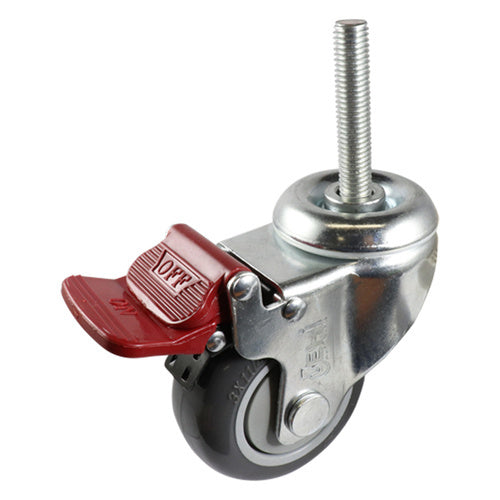 EasyRoll 75mm Urethane Swivel Brake Bolt Hole Castor G6 90kg G64TZ45K75