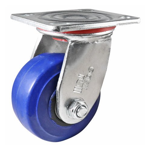 EasyRoll Blue Rubber Swivel Plate Castor - J2 Series - AIMS Industrial Supplies