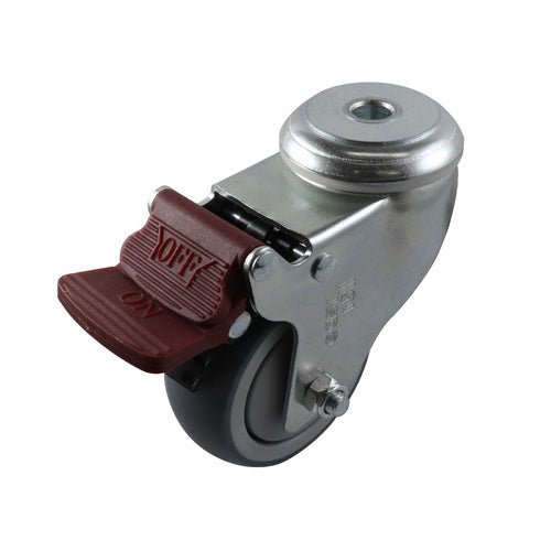 Easyroll Grey Rubber Swivel Brake Bolt Hole Castor G6 - AIMS Industrial Supplies