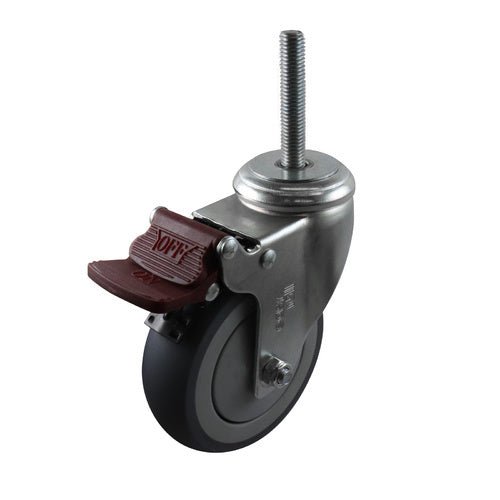 Easyroll Grey Rubber Swivel Brake Bolt Hole Castor G6 - AIMS Industrial Supplies