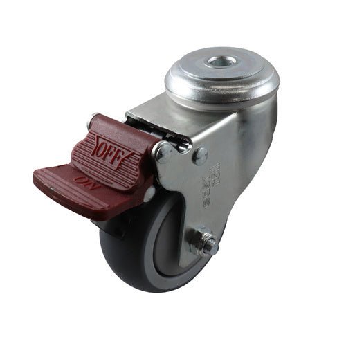 Easyroll Grey Rubber Swivel Brake Bolt Hole Castors G6 - AIMS Industrial Supplies