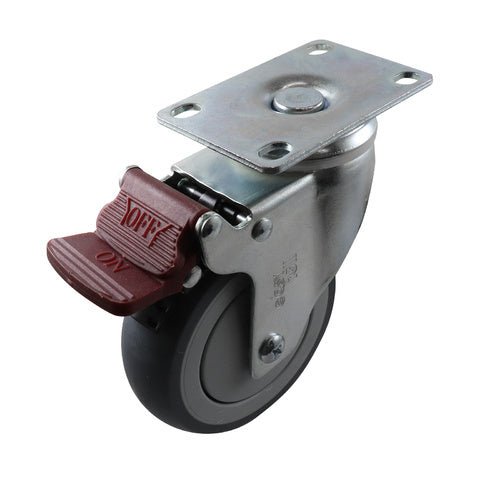Easyroll Grey Rubber Swivel Brake Plate Mount Castor G6 - AIMS Industrial Supplies