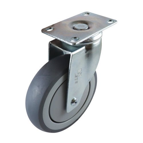 Easyroll Grey Rubber Swivel Plate Mount Castors G6 - AIMS Industrial Supplies