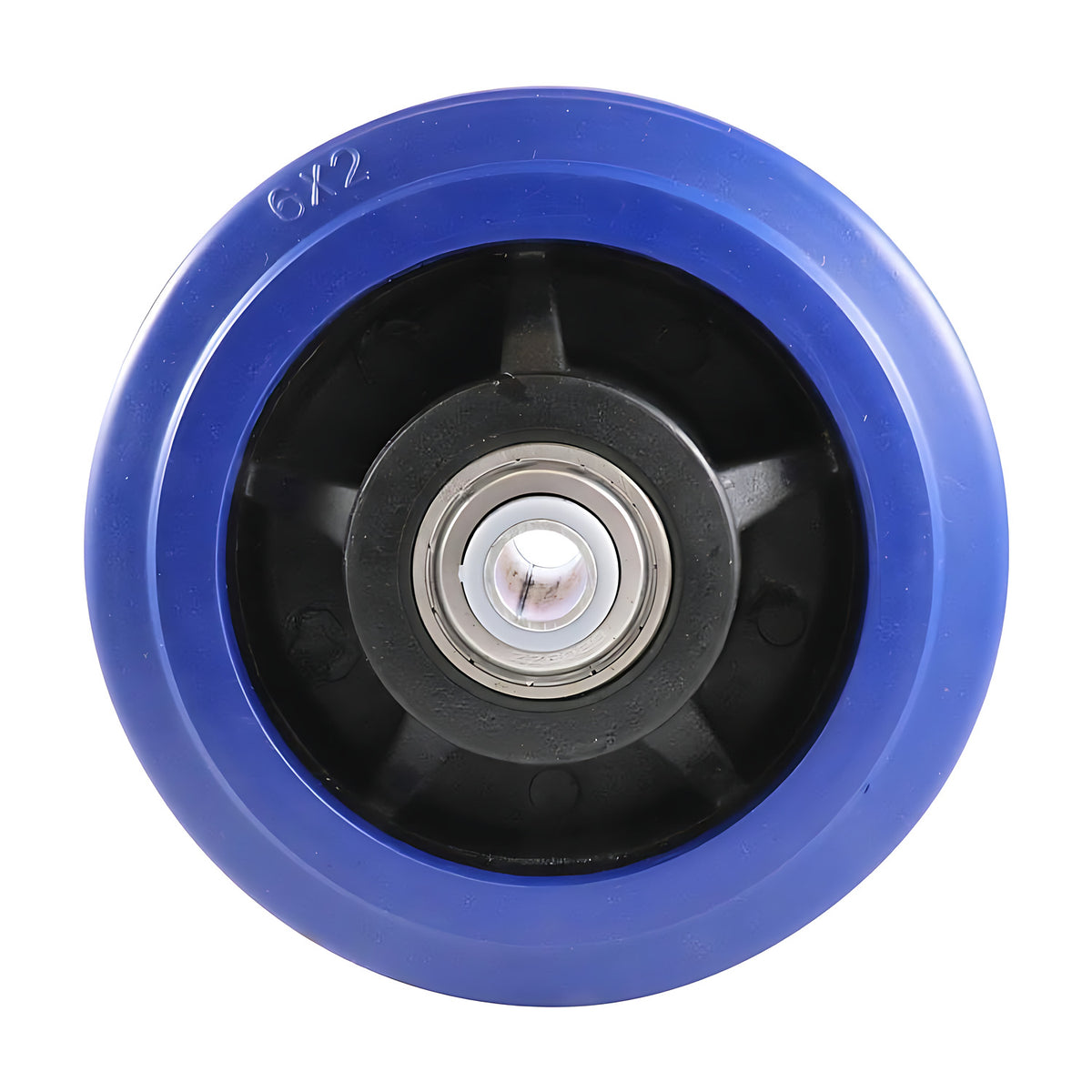 Elastic Rubber Wheel - Precision Bearing, Nylon Centre, Blue