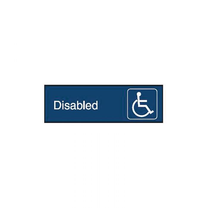 Engraved Office Sign - Disabled + Symbol (Gravoply) 300 x 97mm Black/Silver