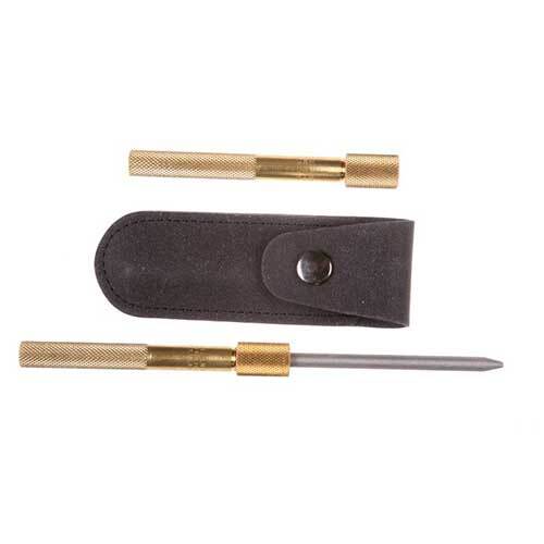 Eze-Lap M Round Sharpener 3-1/4 x 1/4" Shaft in Brass Handle,Pouch w/ Belt Loop1
