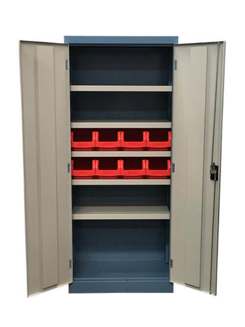 Ezylok Flat Top Engineers Cupboard (5 Shelves, 10 X Rk321 Plastic Containers, 2 Keys) - 822006 - AIMS Industrial Supplies