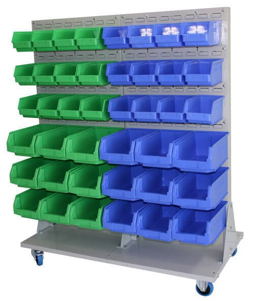 Ezylok Line Feed Trolley with Louvred Panel and Plastics - AIMS Industrial Supplies