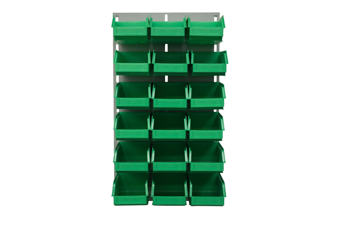 Ezylok LP1 Louvred Panel & 18 Pieces Size 5 Plastic Bin - Green Colour
