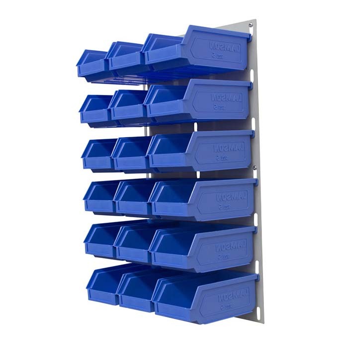 Ezylok LP1 Louvred Panel & 18 Pieces Size 6 Plastic Bin - Mixed Colour