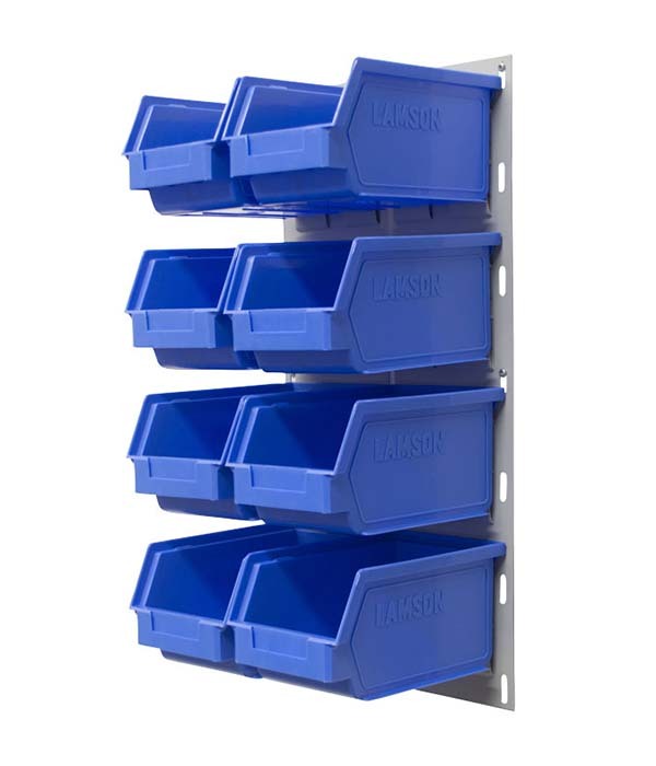 Ezylok LP1 Louvred Panel & 8 Pieces Size 4 Plastic Bin - Mixed Colour