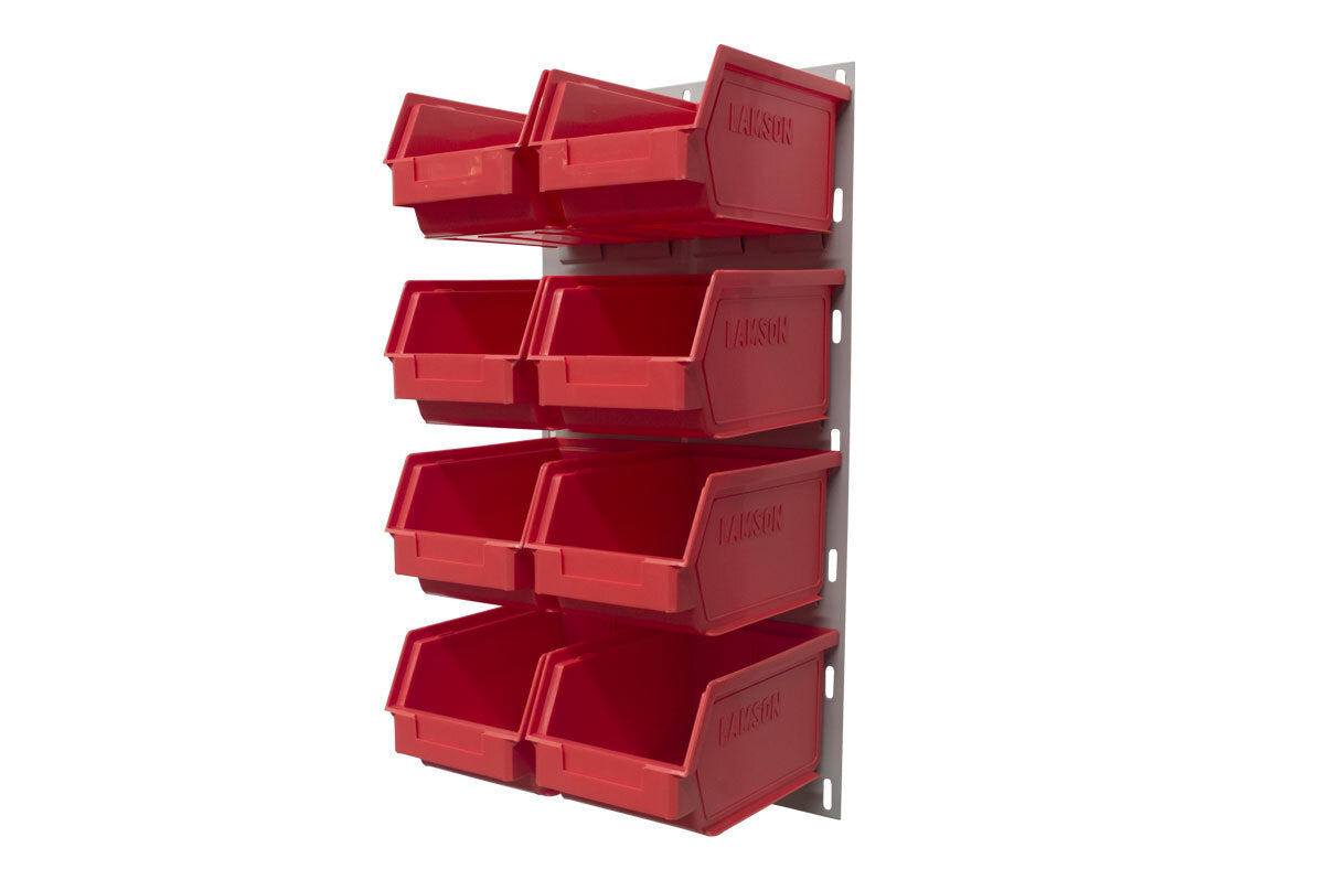 Ezylok LP1 Louvred Panel & 8 Pieces Size 4 Plastic Bin - Red Colour
