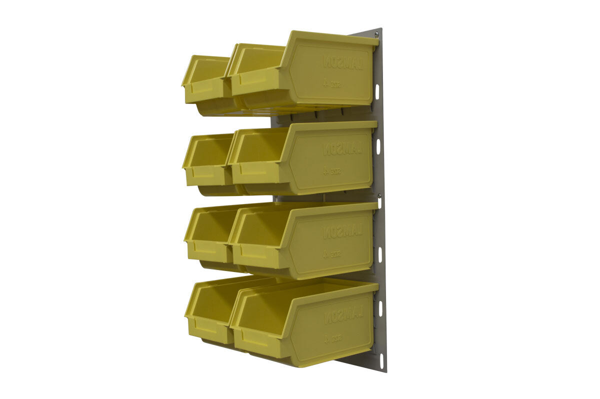 Ezylok LP1 Louvred Panel & 8 Pieces Size 4 Plastic Bin - Yellow Colour
