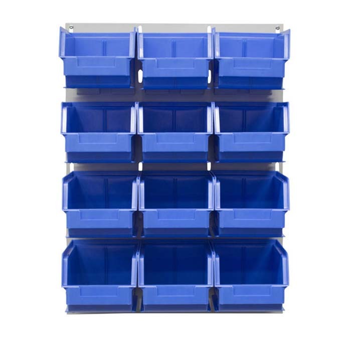 Ezylok LP2 Louvred Panel & 12 Pieces Size 4 Plastic Bin - Mixed Colour