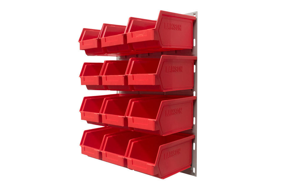 Ezylok LP2 Louvred Panel & 12 Pieces Size 4 Plastic Bin - Red Colour