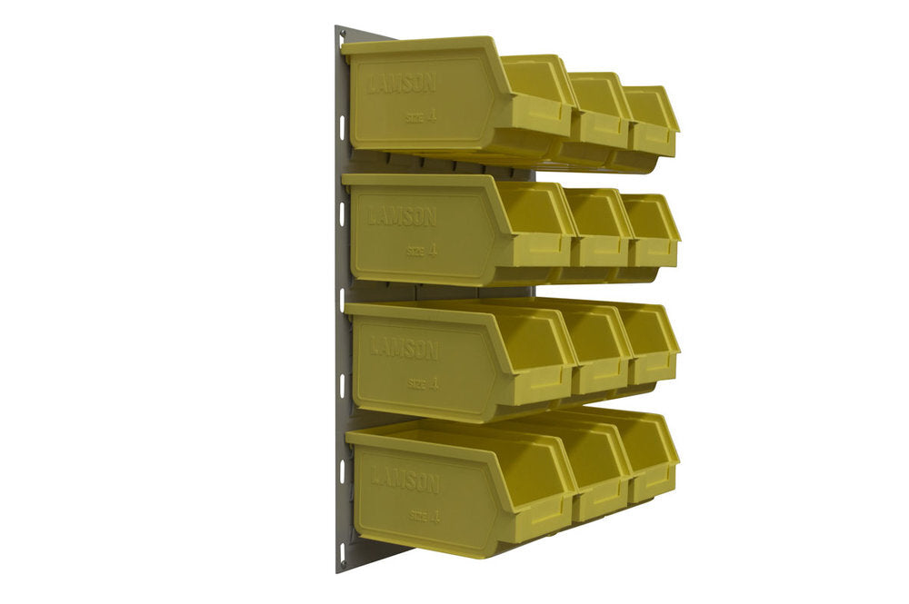 Ezylok LP2 Louvred Panel & 12 Pieces Size 4 Plastic Bin - Yellow Colour