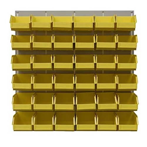 Ezylok LP2 Louvred Panel & 24 Pieces Size 5 Plastic Bin - Yellow Colour