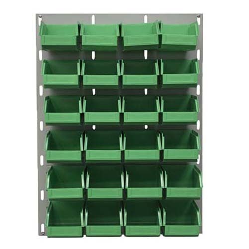 Ezylok LP2 Louvred Panel & 24 Pieces Size 6 Plastic Bin - Green Colour