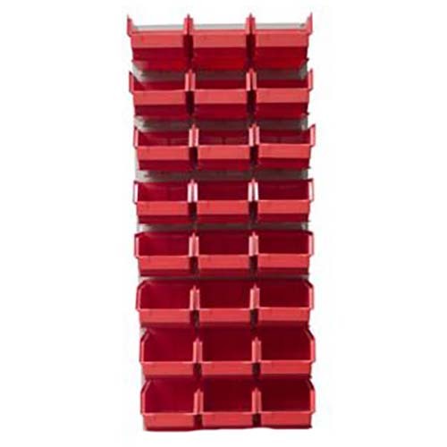Ezylok LP2 Louvred Panel & 24 Pieces Size 6 Plastic Bin - Red Colour