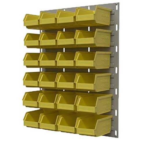 Ezylok LP2 Louvred Panel & 24 Pieces Size 6 Plastic Bin - Yellow Colour