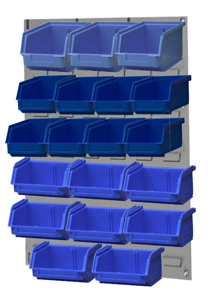 Ezylok LP2 Louvred Panel & Size 4 (3pc),5 (8pc) & 6 (8pc) Plastic Bin - Blue