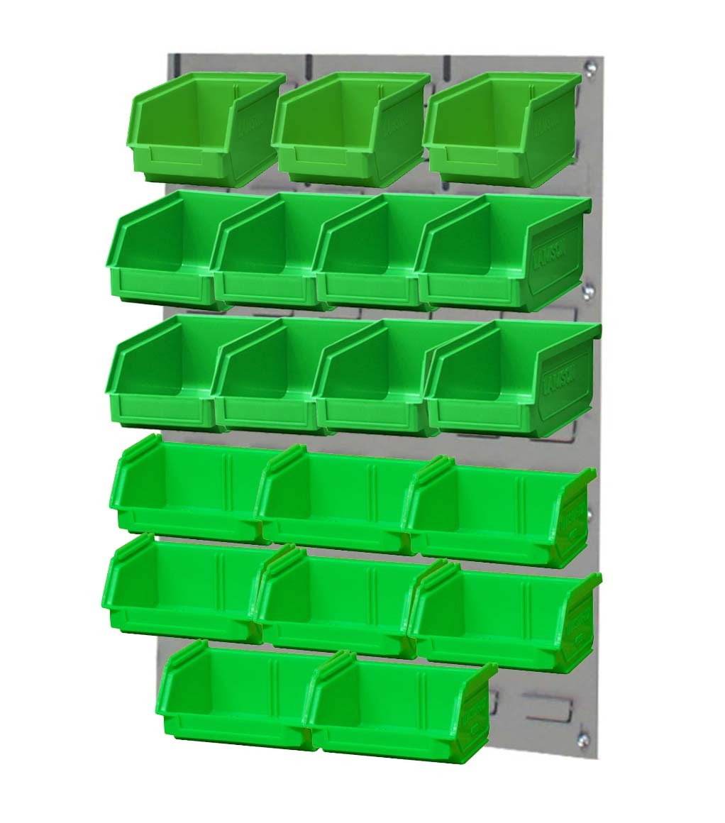 Ezylok LP2 Louvred Panel & Size 4 (3pc),5 (8pc) & 6 (8pc) Plastic Bin - Green