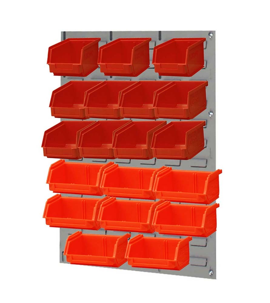 Ezylok LP2 Louvred Panel & Size 4 (3pc),5 (8pc) & 6 (8pc) Plastic Bin - Red