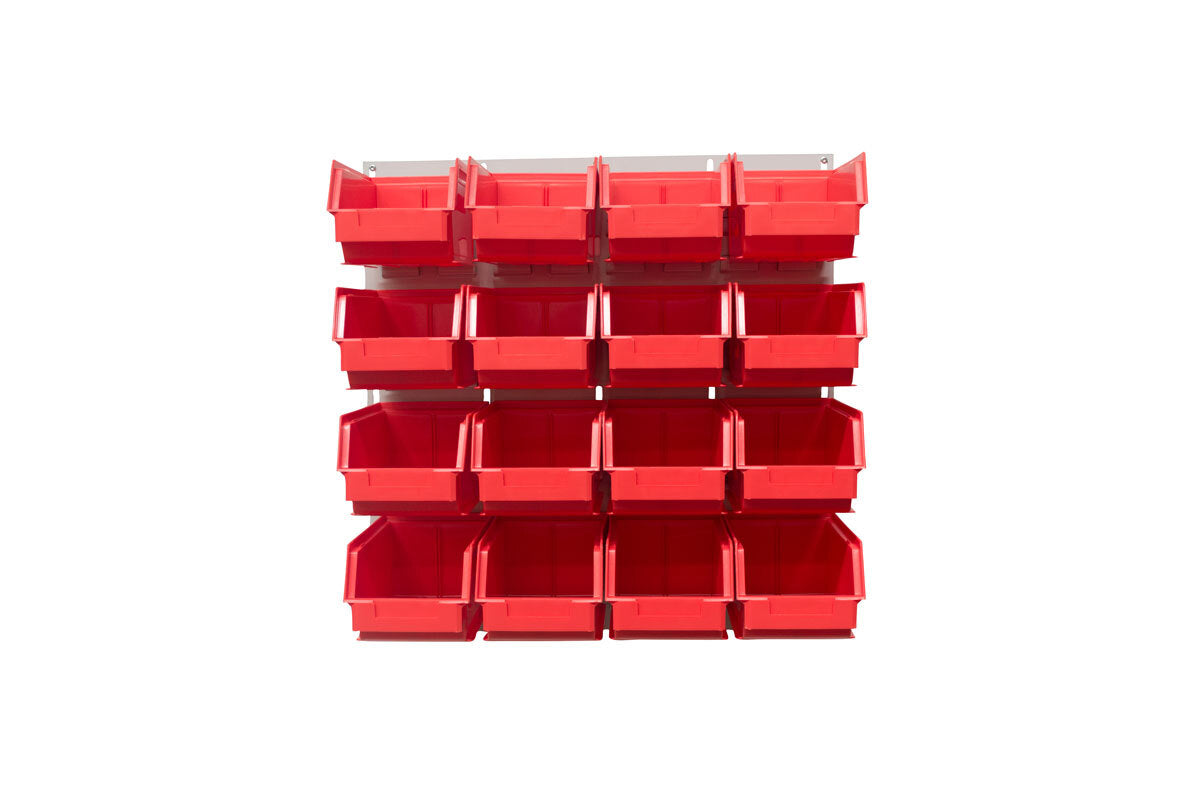 Ezylok LP3 Louvred Panel & 16 Pieces Size 4 Plastic Bin - Red Colour