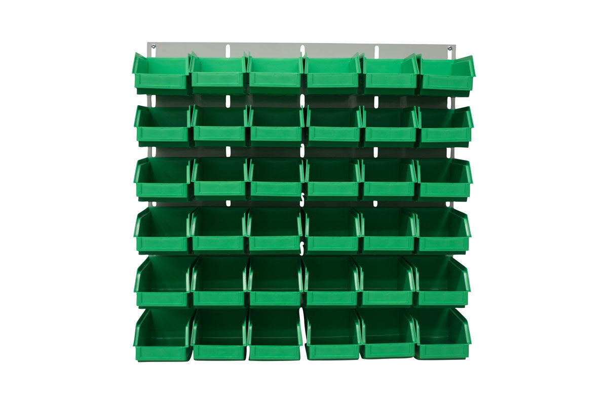 Ezylok LP3 Louvred Panel & 36 Pieces Size 6 Plastic Bin - Green Colour