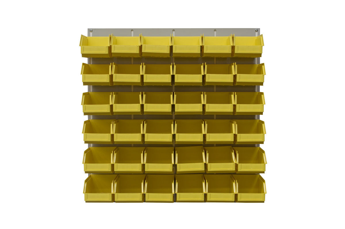 Ezylok LP3 Louvred Panel & 36 Pieces Size 6 Plastic Bin - Yellow Colour