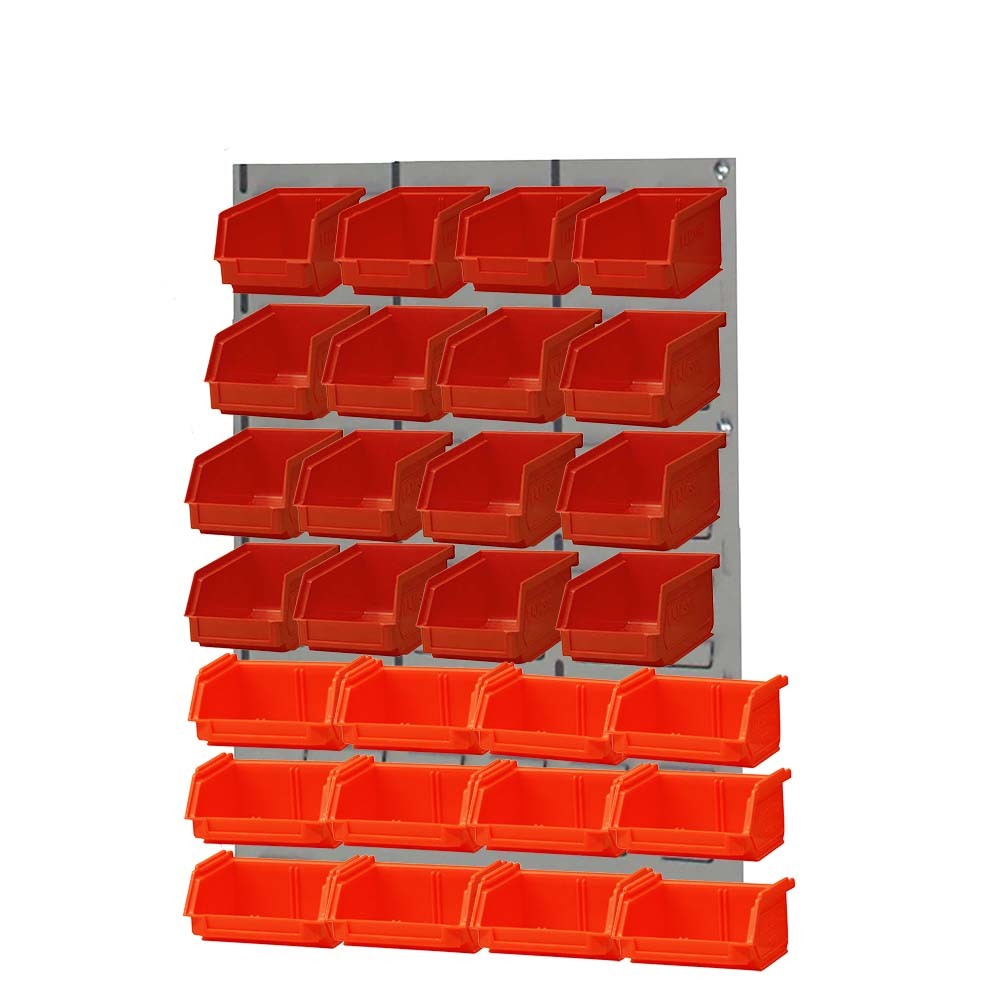 Ezylok LP3 Louvred Panel & Size 4 (4pc), 5 (12pc) & 6 (12pc) Plastic Bin - Red