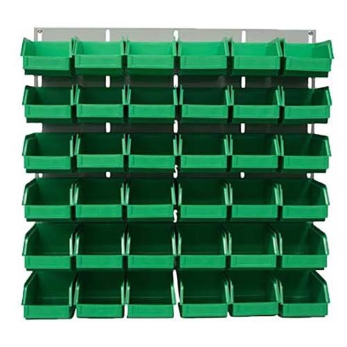 Ezylok LP4 Louvred Panel & 36 Pieces Size 4 Plastic Bin - Green Colour