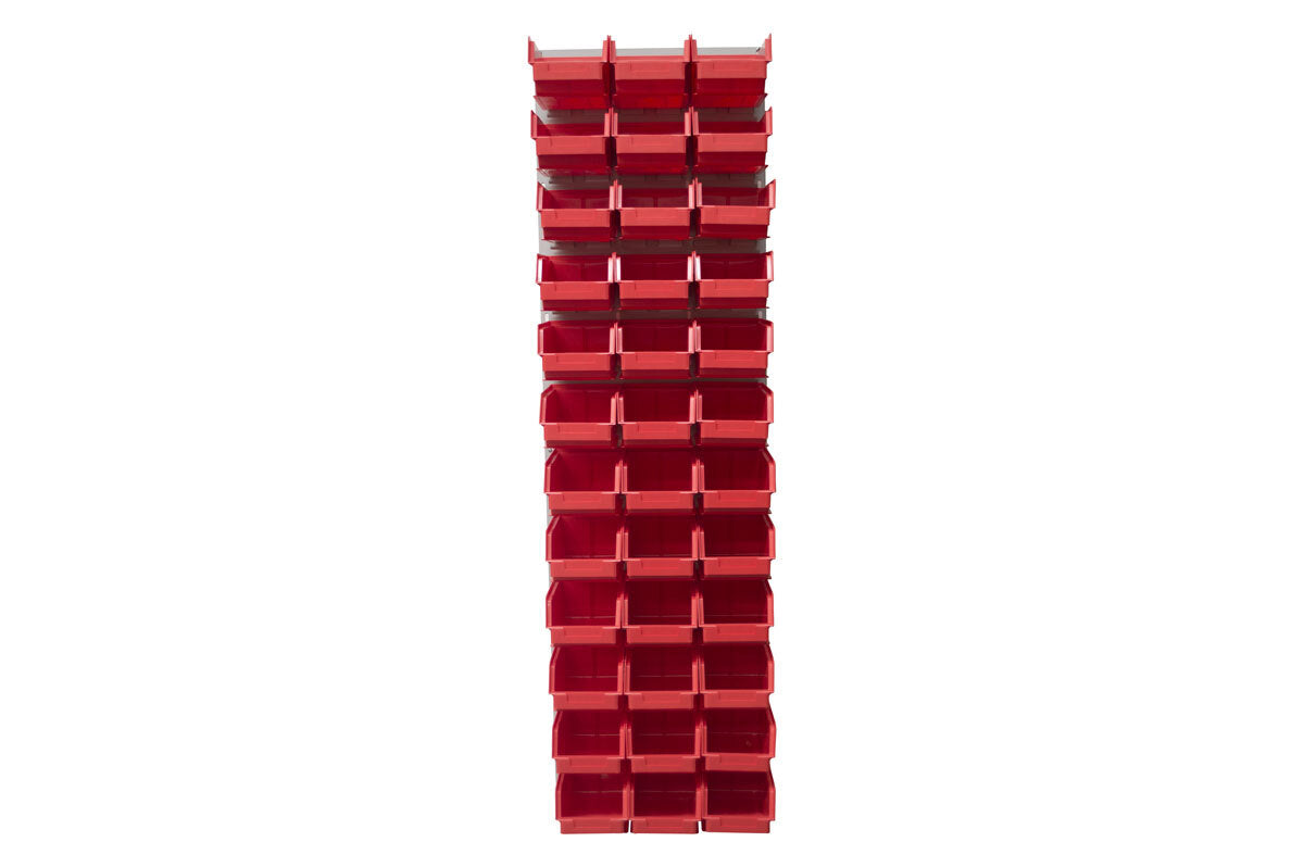 Ezylok LP4 Louvred Panel & 36 Pieces Size 4 Plastic Bin - Red Colour
