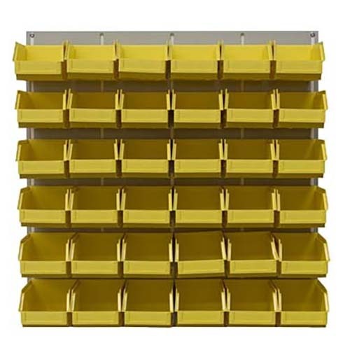 Ezylok LP4 Louvred Panel & 36 Pieces Size 4 Plastic Bin - Yellow Colour