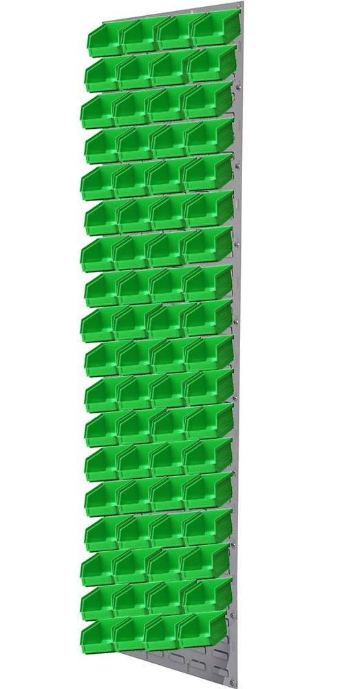 Ezylok LP4 Louvred Panel & 72 Pieces Size 5 Plastic Bin - Green Colour