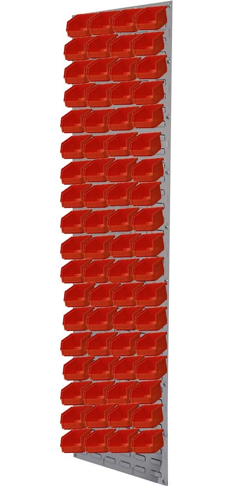 Ezylok LP4 Louvred Panel & 72 Pieces Size 5 Plastic Bin - Red Colour