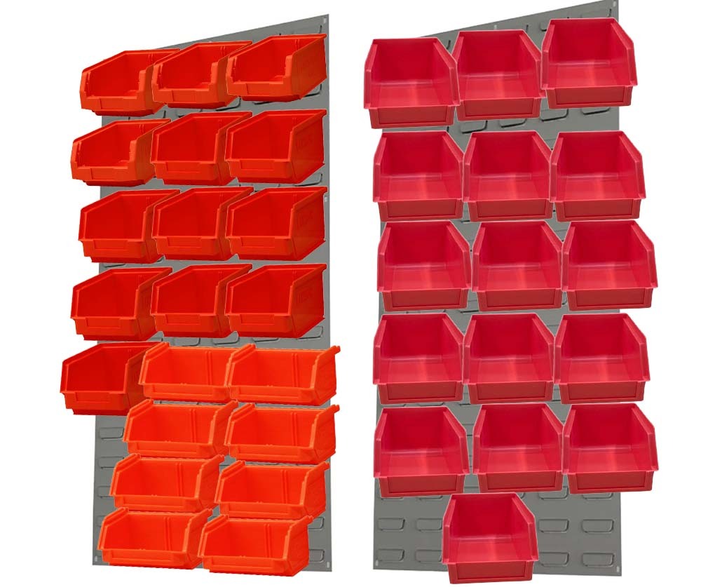 Ezylok LP4 Louvred Panel & Size 3Z (4pc), 4(9pc), 5(16pc) & 6(8pc) Plastic Bin - Red