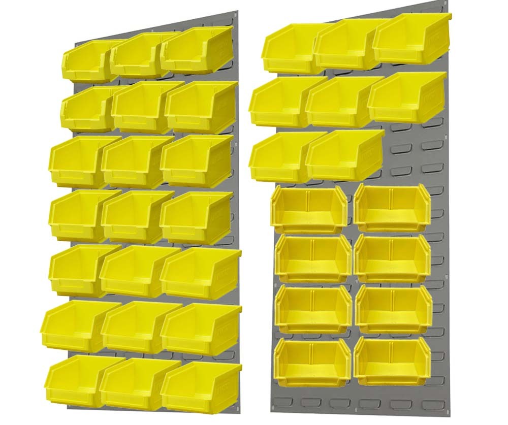 Ezylok LP4 Louvred Panel & Size 3Z (4pc), 4(9pc), 5(16pc) & 6(8pc) Plastic Bin - Yellow
