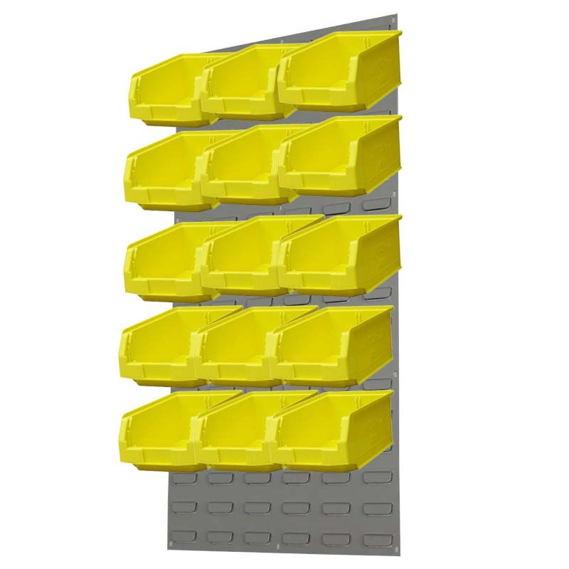 Ezylok LP5 Louvred Panel & 15 Pieces Size 3Z Plastic Bin - Yellow Colour